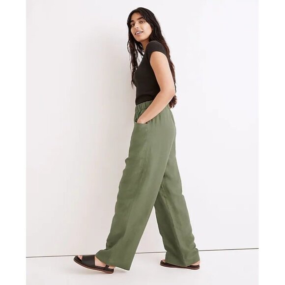 Madewell Women's Linen Blend Wide Leg Pant, Vintage Moss Green Size S - Picture 12 of 14